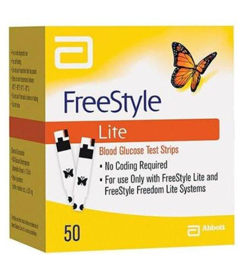 Case of 12-Freestyle Lite Test Strip 50 Count Yellow By Abbott 