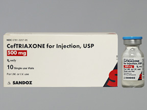 Rx Item-Ceftriaxone 500mg Vial By Sandoz Pharma 10X15ml 