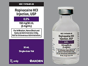 RX ITEM-Ropivacaine 5Mg/Ml Vial 1X30Ml By Akorn Pharma .5%