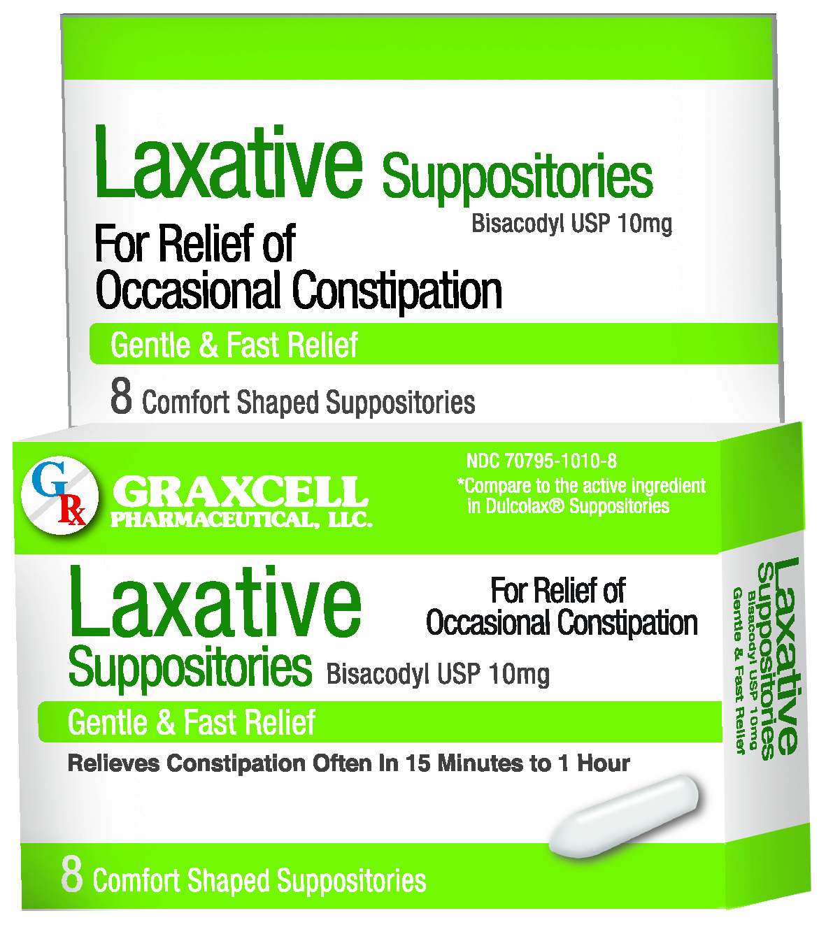 LAXATIVE SUPPOSITORIES BISACODYL USP 10 MG 8 by Graxcell Pharma