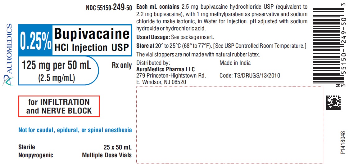 Rx Item-Bupivacaine .25% 125MG 25X50 ML Multi Dose Vial by Auromedics Pharma USA 