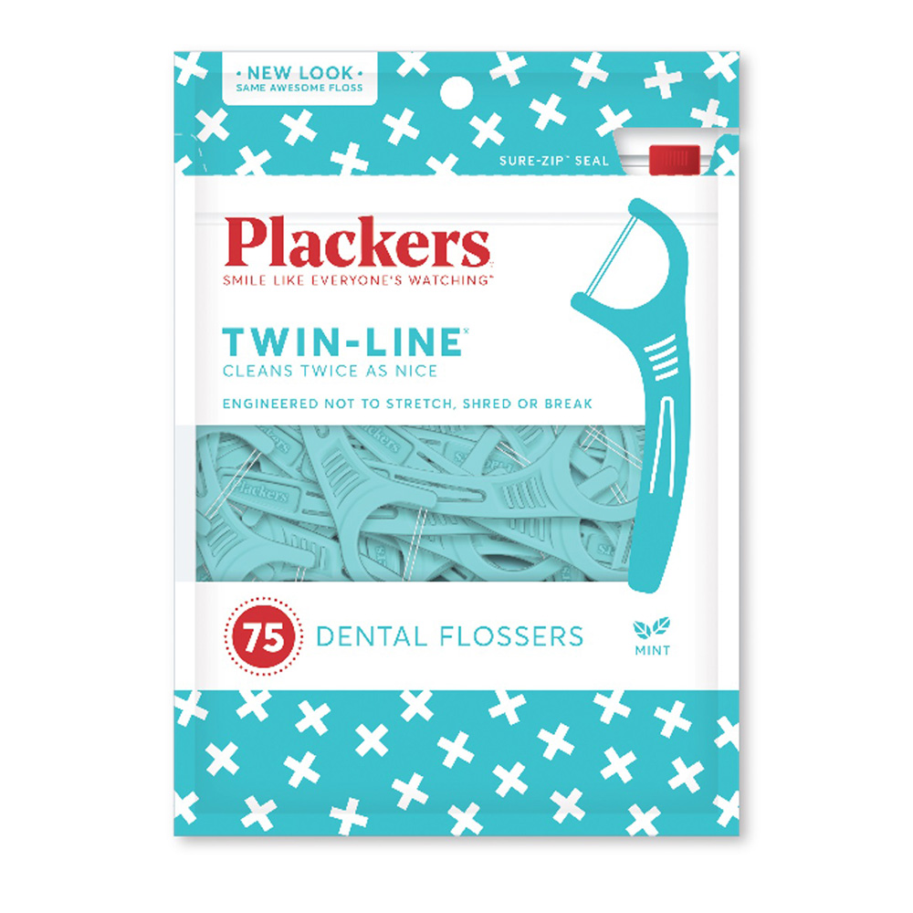 Plackers Flossers Twin Line Mint 75 Count Case Of 72 SA371JR