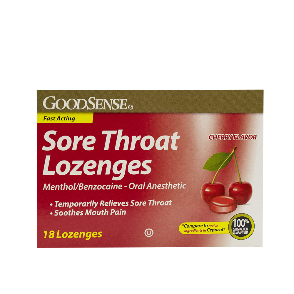 Good Sense Sore Throat Lozenges Cherry 18 Count 