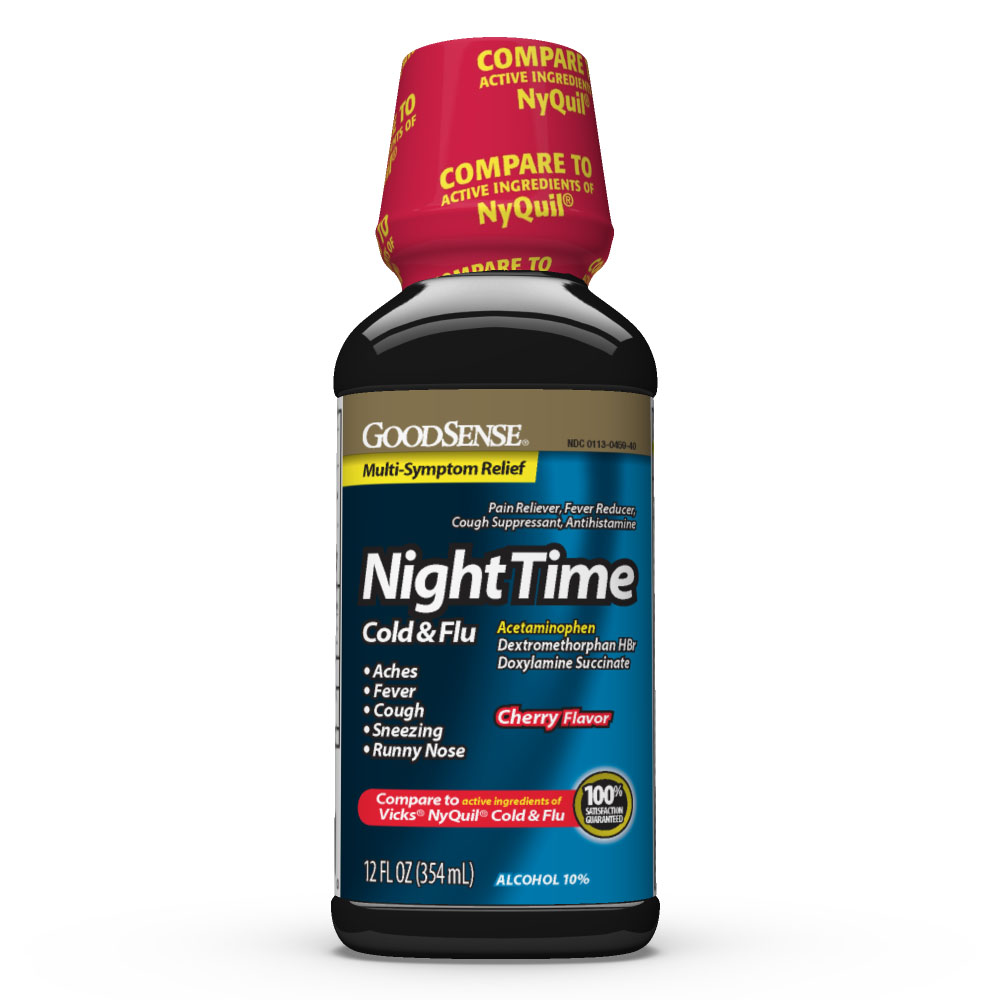 Good Sense Night Time Cold & Flu Multi Symptom Cherry 12 oz 