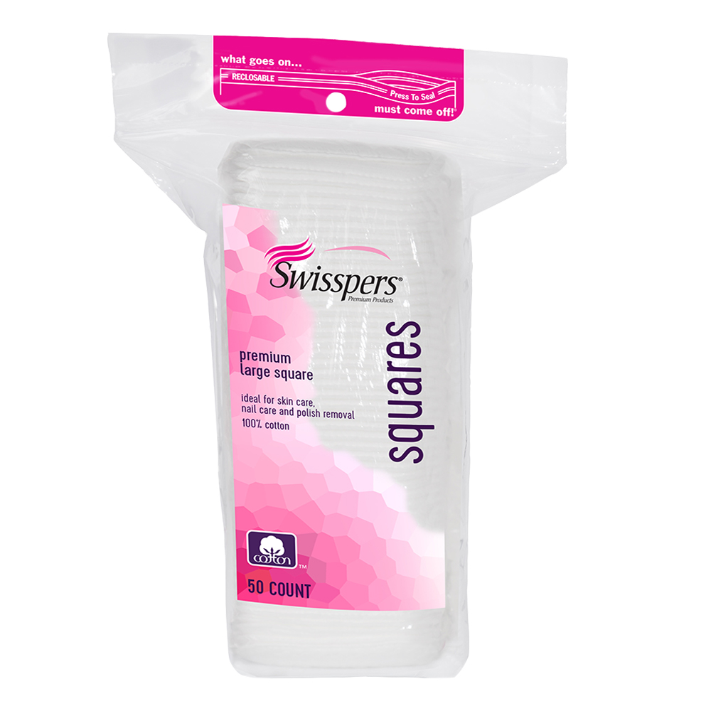 Swisspers Premium Cotton Squares Large 50 Count