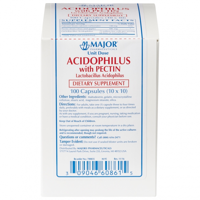 Acidophilus W/ Pectin Cap 100 Unit Dose Package By Major Pharma(Ru