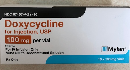 Rx Item-Doxycycline Hyclate 100mg Vial 10 By Mylan Pharma