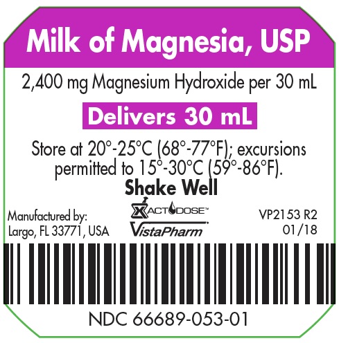 Milk Of Magnesia 2.4 gm Sus 100X30 ml UD BY Vista Pharma