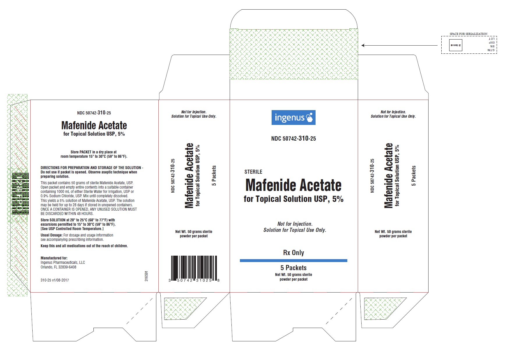 Mafenide Acetate 5% TOP PWD 5X50 GM BY Ingenus Pharma  Gen Sufamylon