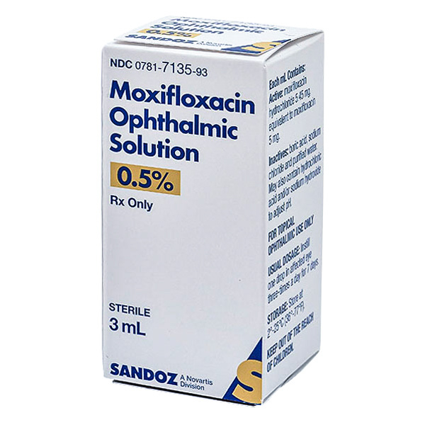 Rx Item-Moxifloxacin 0.5% Gen Vigamox Opthalmic Solution 3CC By Sandoz Pharma