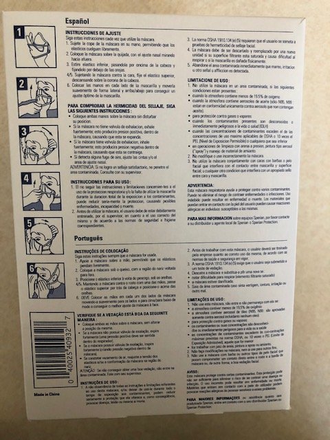 Sperian One-Fit Molded Cup Respirator with Exhale Valve, White (N95) box of 10