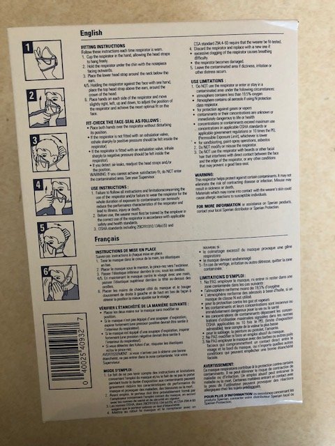Sperian One-Fit Molded Cup Respirator with Exhale Valve, White (N95) box of 10