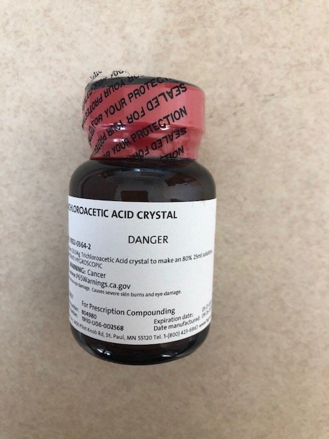 Trichloroacetic acid Ds Acid 80% Crystal 25ml By Fagron RX Item-Trichloroacetic acid Ds Acid 80% Crystal 25ml By Fagron Item No.:RX51552-0364-02 NDC No.: 51552-0364-02 51552-364-02 5155236402515520