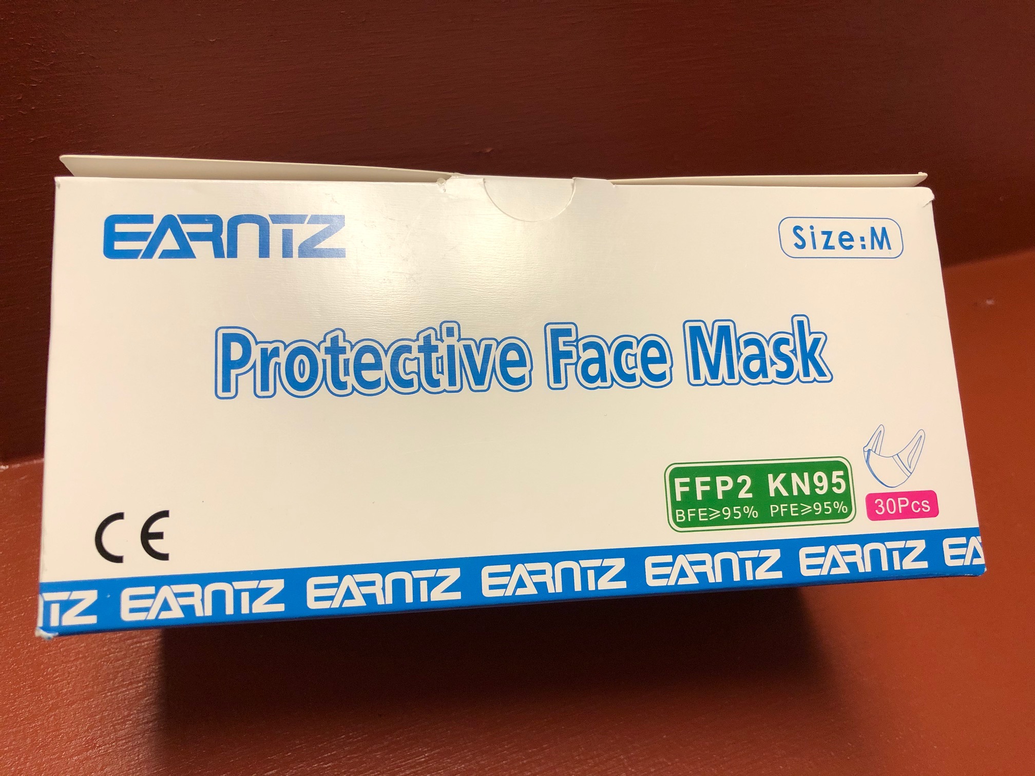 Protective Face KN95 Elastic Ear-Loop mask FFP2 KN95 BFE>95% One Box of 5- Masks