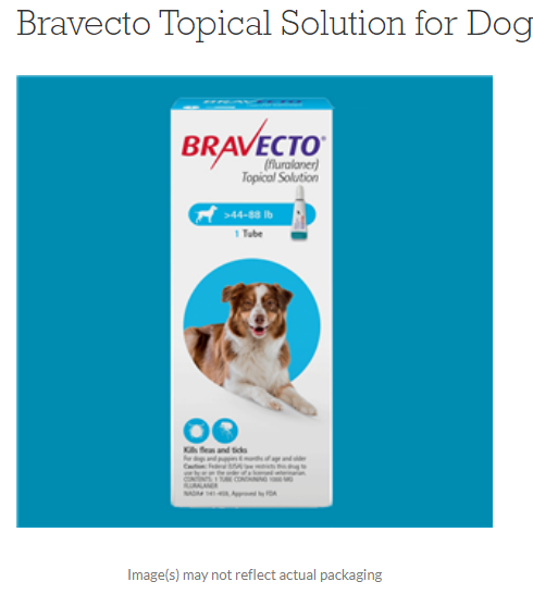 Bravecto Topical Solution for Dogs 44 to 88 Pounds, Blue La By Merck Pet Rx(Vet)