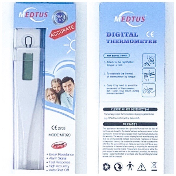 Oral Digital Thermometer, Beeping w/Memory Auto Shut-Off