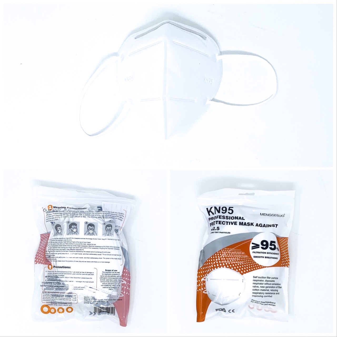 Particulate Respirator / Surgical Mask KN95 Elastic Strap One Size Fit