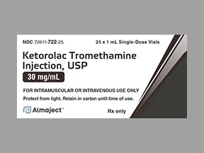 Rx Item-Ketorolac Tromethamine 30MG 25X1 ML Single Dose Vial by Almaject Pharma USA 