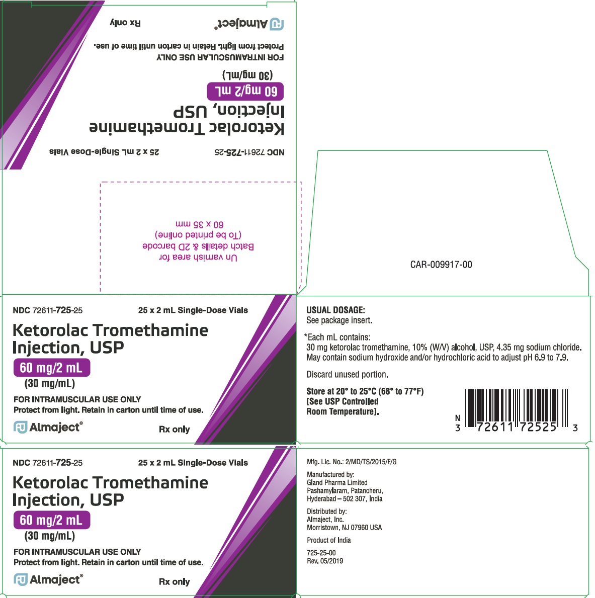 Rx Item-Ketorolac 60Mg/2Ml Vial 25X2Ml By Almaject Pharma Gen Toradol