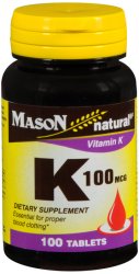 Case of 12-Vitamin K 100 100 mcg Tab 100 By Mason Distributors