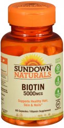 Case of 12-Biotin 5000mcg Capsule 60 Count Sundown Naturals