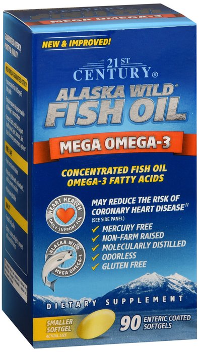 Case of 12-Alaska Wild Fish Oil with Mega Omega-3 Enteric-Coated Softgels 90ct 