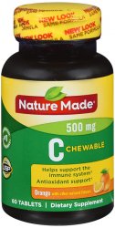 Case of 12-Nature Made Vitamin C 500mg Orange Chews 60 Ct