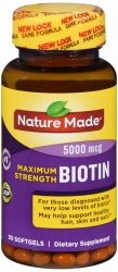Case of 12-Biotin 5000mcg Softgel 50 Count Nature Made