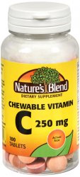 Case of 12-N/B Vit C Chw 250 mg Chw 100 By National Vitamin Co