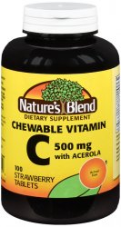 Case of 12-Natures Blend Vitamin C 500mg Chewable Tablet Strawberr