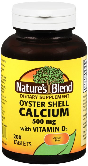 Case of 12-Calcium Oyst+D 500mg Tab 200 Count Nature's Blend By Na