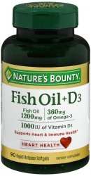 Case of 12-Fish Oil+D 1000mg Softgl 90 Count Nat Bounty