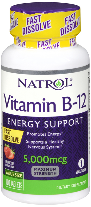 Case of 12-Vit B12 Fstds 5000 mcg Tab 100 By Natrol LLC