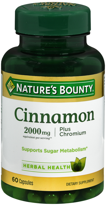 Case of 12-Cinnamon+Chromium 2000mg Cap 60 Count Nat Bnty
