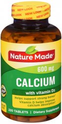 Case of 12-Nature Made Calcium + D 600mg Tablet 220 Ct