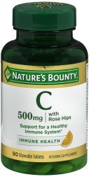 Case of 12-Natures Bounty Vitamin C 500mg Rose Hips Chewable Table