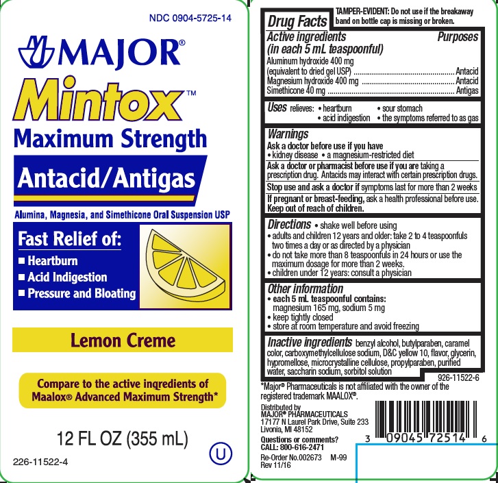 Case of 24-Mintox X/Strength Liquid 12 oz Major Pharma Gen Mylanta