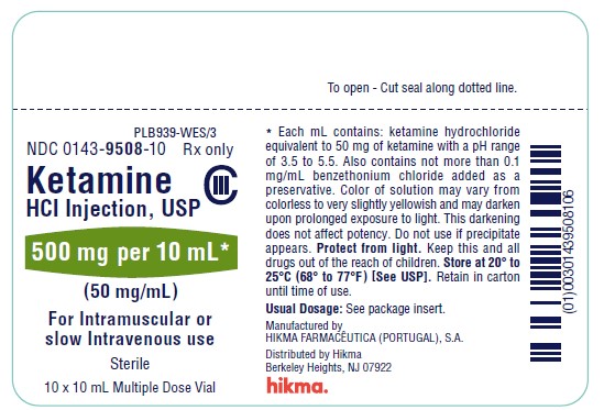 DEA- Cl3-Ketamine Hcl 500MG-10M 10X10 ML Multi Dose Vial by Hikma Pharma USA 