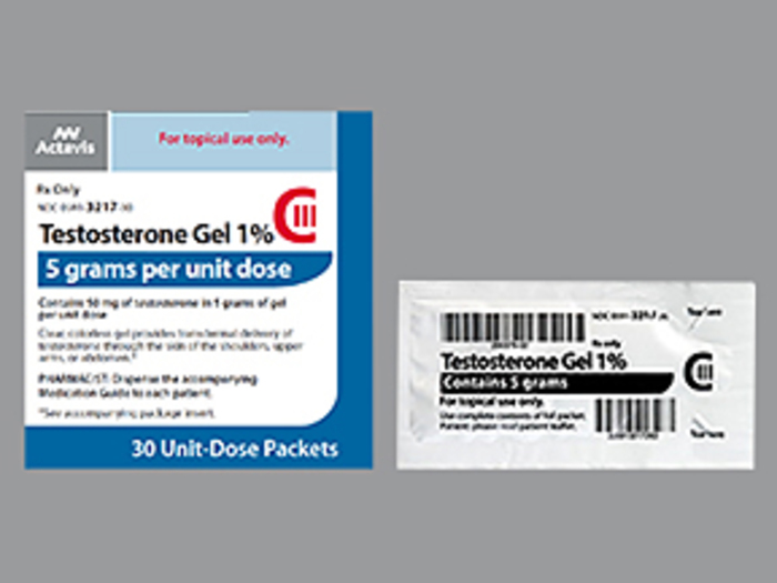 DEA- Cl3-Testosterone 1% Packets 30X5 GM GEL-Cool Store- by Teva Pharma USA 