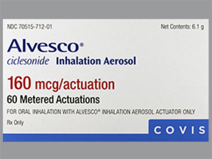 Rx Item-Alvesco ciclesonide 160MCG 6.1 GM Inhaler by Covis Pharma USA 