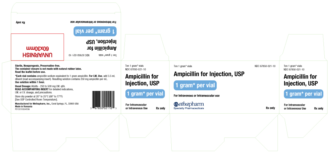 Rx Item-Ampicillin Sodium 1GM 10 Vial by Metha Pharma USA 