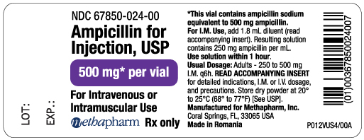 Rx Item-Ampicillin Sodium 500MG 10 Vial by Metha Pharma USA Grx Injection 