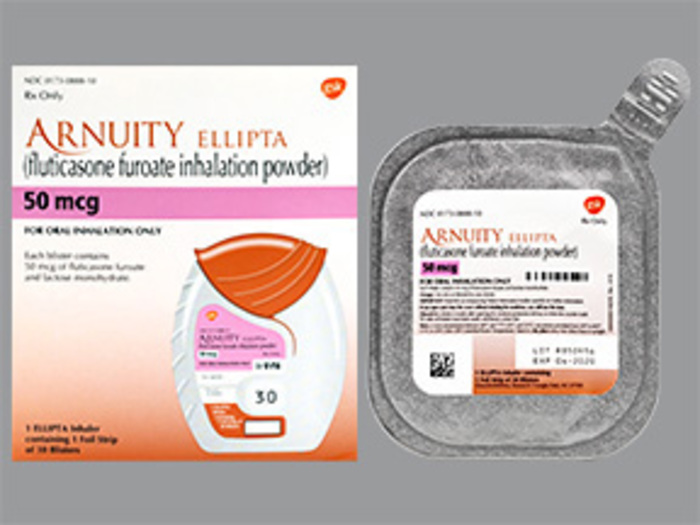 Rx Item-Arnuity Ellipta 50MCG fluticasone furoate 1x30 Powder by Glaxo Smith Kline Pharma USA 