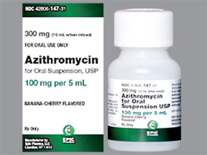 Rx Item-Azithromycin 100M-5ML 15 ML Sus by Epic Pharma USA gen Zithromax