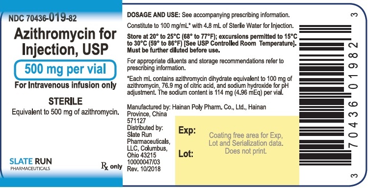 Rx Item-Azithromycin 500MG 10 Vial by Slate Run Pharma USA Gen Zithromax