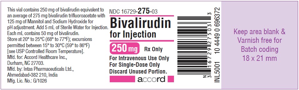 Rx Item-Bivalirudin 250MG 10 Single Dose Vial by Accord Healthcare Gen Angiomax