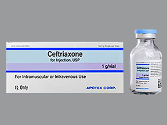 Rx Item-Ceftriaxone 1GM 10X20 ML Single Dose Vial by Apotex Pharma USA 