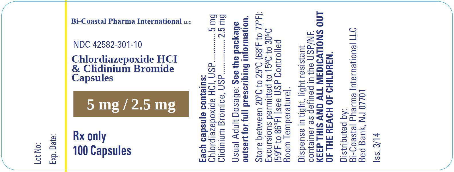 Rx Item-Chlordiazepoxide-Clidinium Bromide 5-2.5MG 100 Cap Bi-Coastal Gen Librax