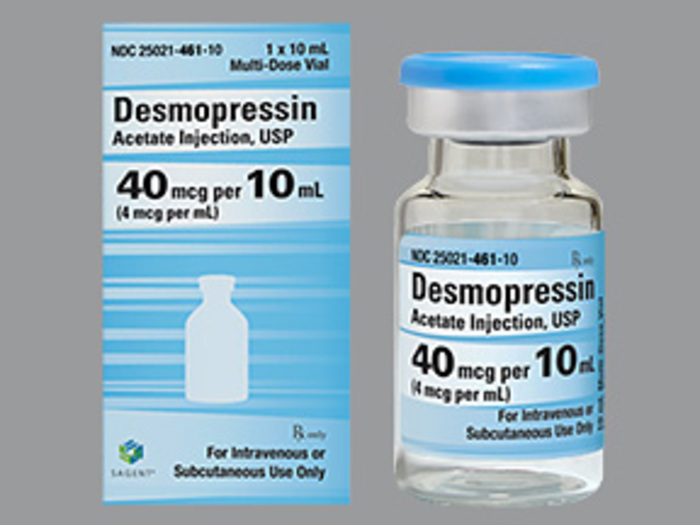 Rx Item-Desmopressin 40MCG 10 ML Multi Dose Vial -Keep Refrigerated - by Sagent Pharma USA 