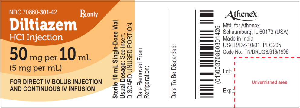 Rx Item-Diltiazem Hcl 50MG 10X10 ML Single Dose Vial -Keep Refrigerated - by Athenex Pharma USA 